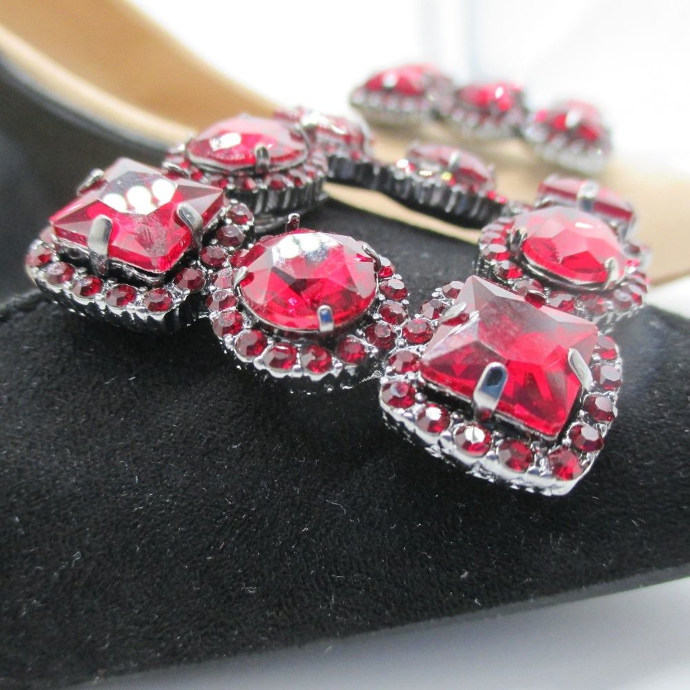 White House Black Market Glass Ruby Crystal Shoe Clips 1 Set NWT Luxury - Picture 7 of 9